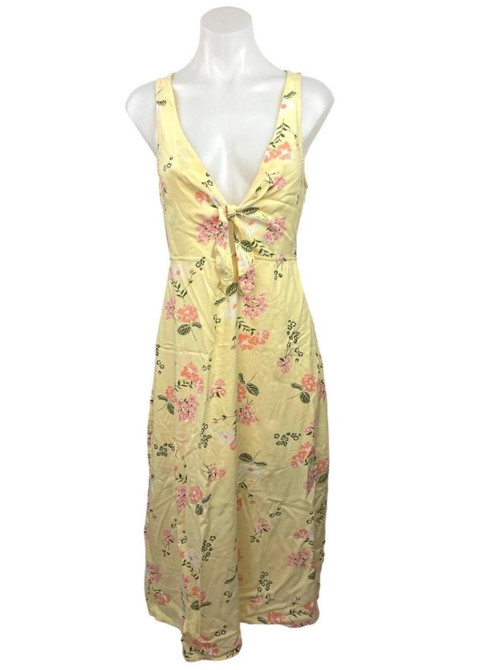 Abound yellow floral tie-front midi dress